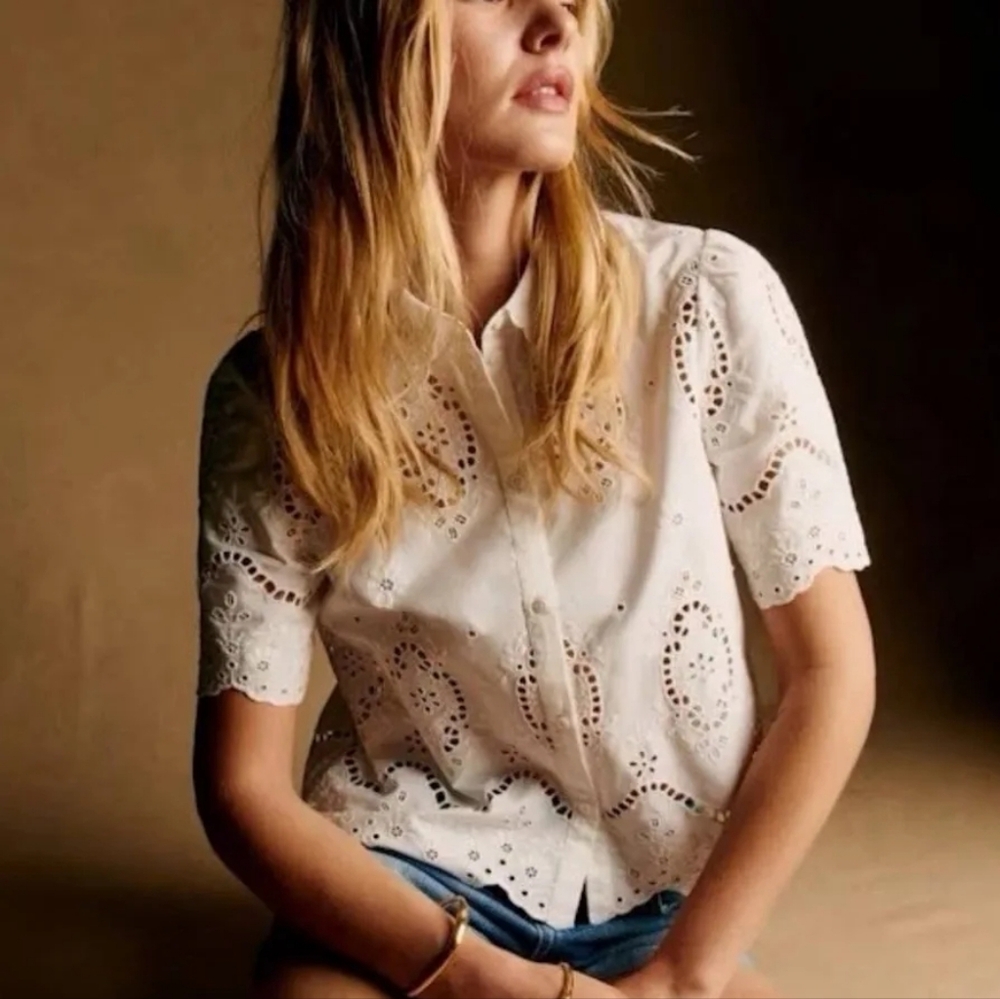 Sezane Elvira Blouse In White Size 38